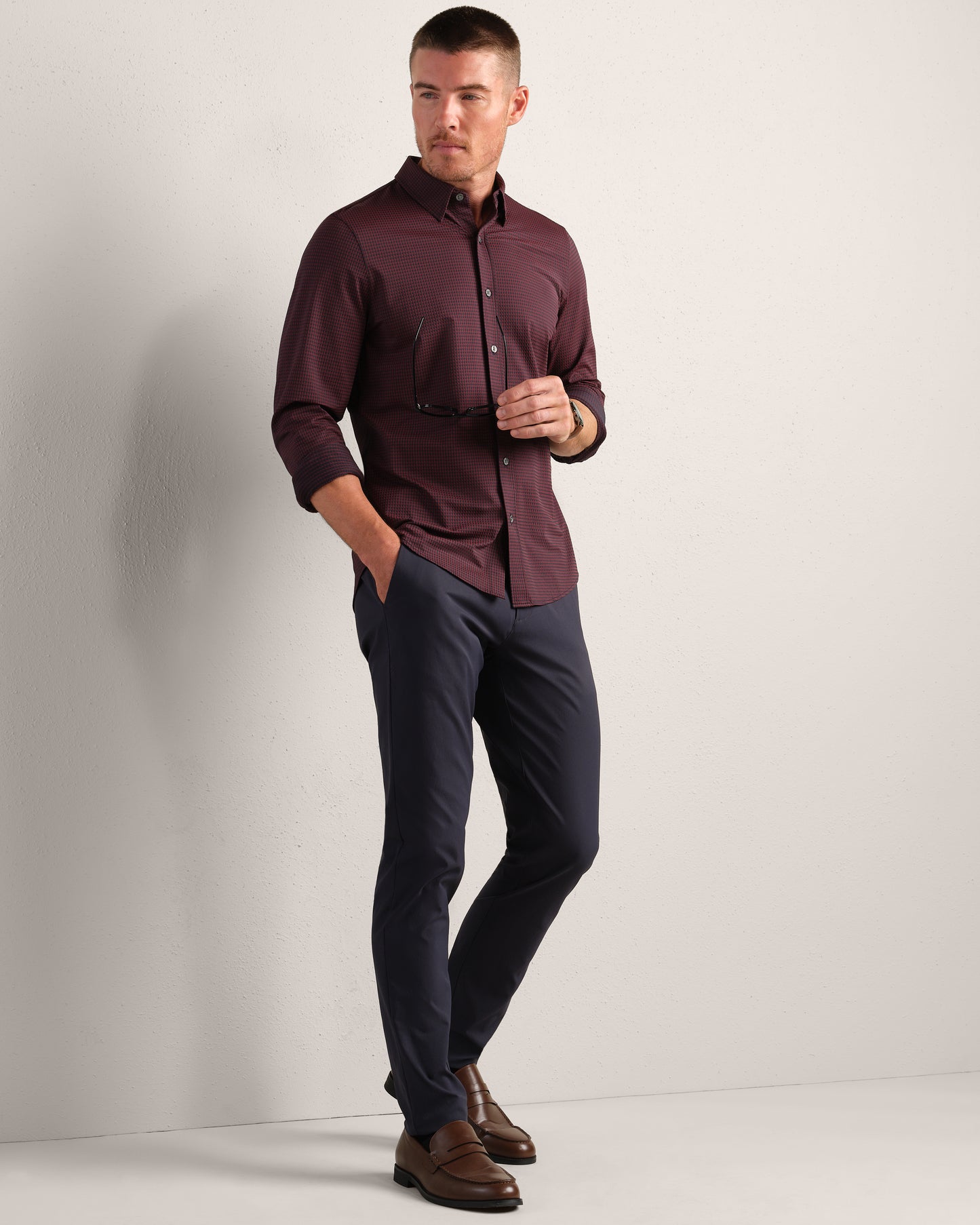 Rhone - Commuter Shirt - Slim Fit - Cinnamon Red Gingham
