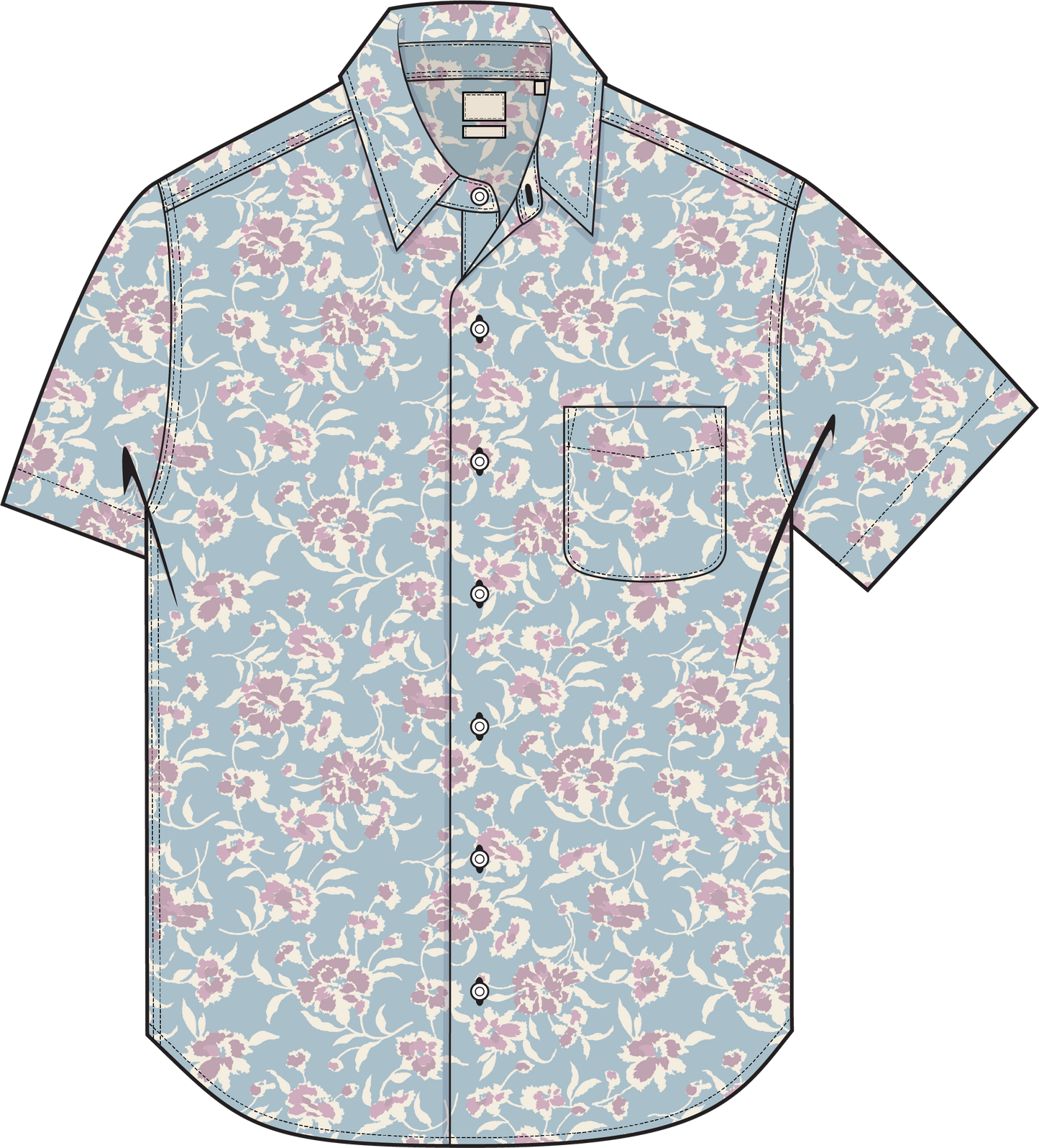 Faherty - Short Sleeve Breeze Shirt - Clear Waters Blossom