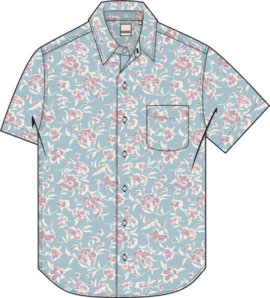 Faherty - Short Sleeve Breeze Shirt - Clear Waters Blossom