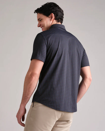 Rhone - Commuter Short Sleeve Button Down - Navy Geo Print