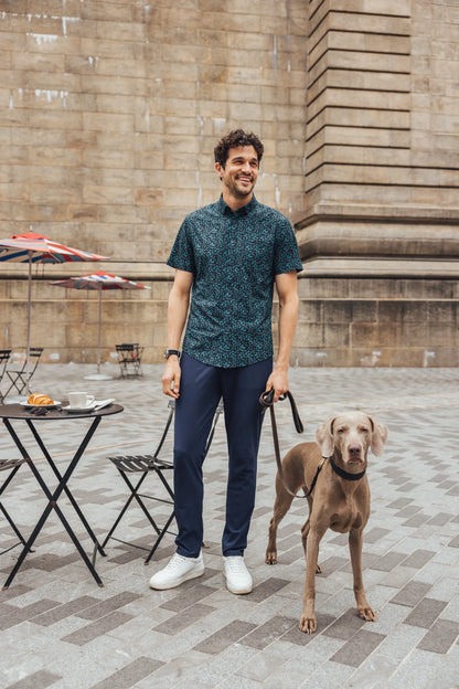 Mizzen+Main - Leeward Short Sleeve - Navy Foliage