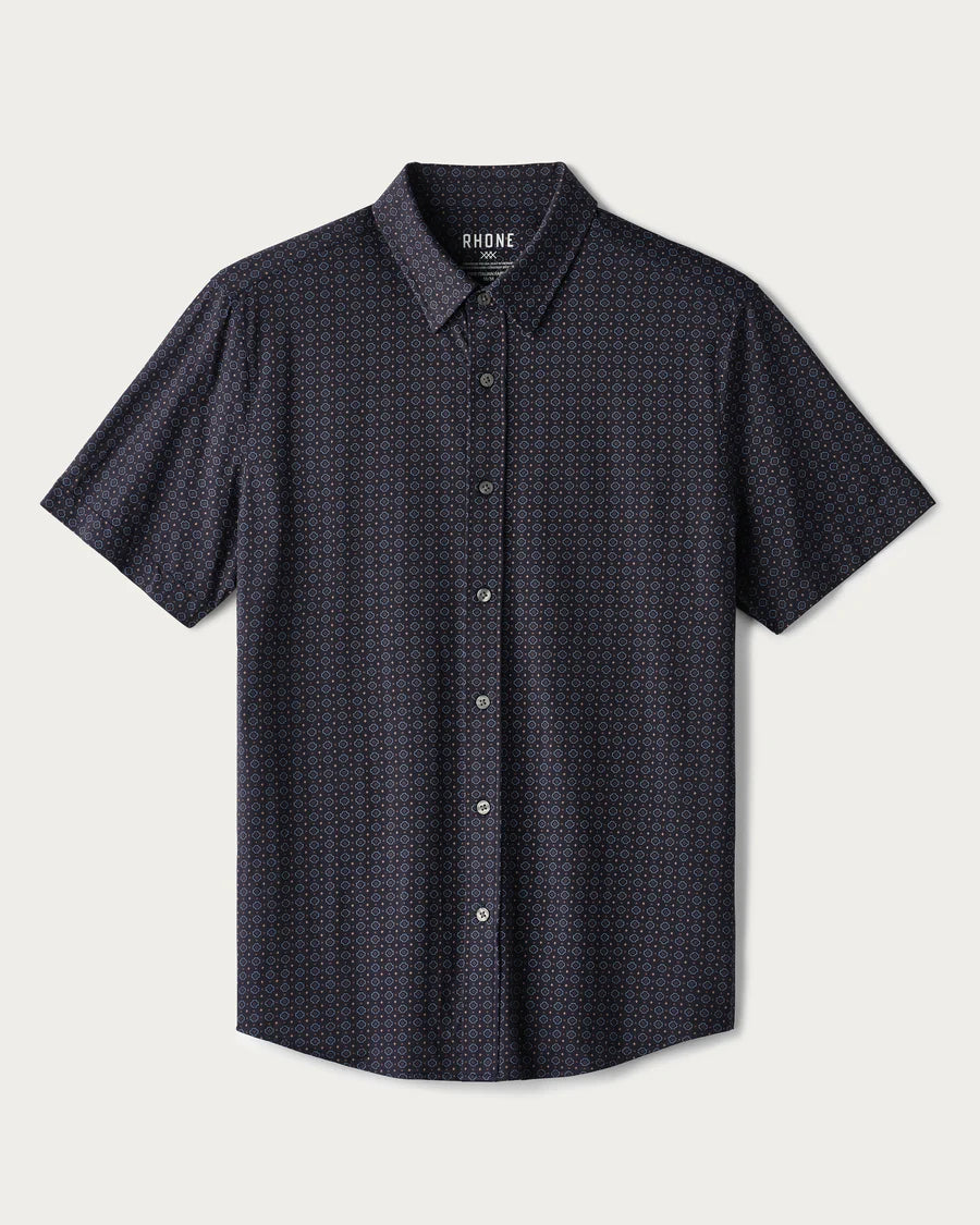 Rhone - Commuter Short Sleeve Button Down - Navy Geo Print