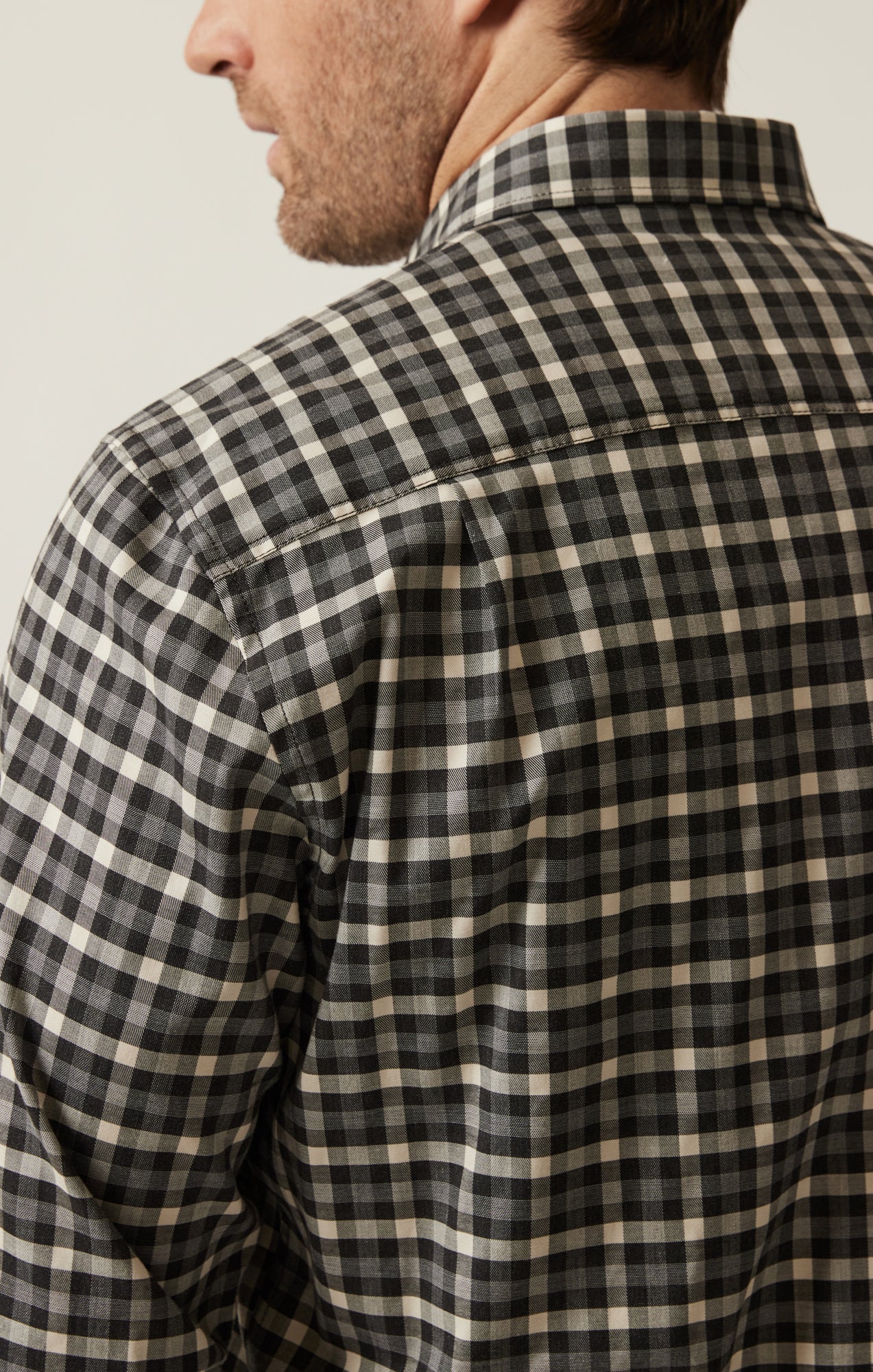 34 Heritage - Gingham Shirt - Grey Melange