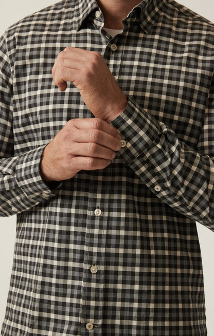 34 Heritage - Gingham Shirt - Grey Melange