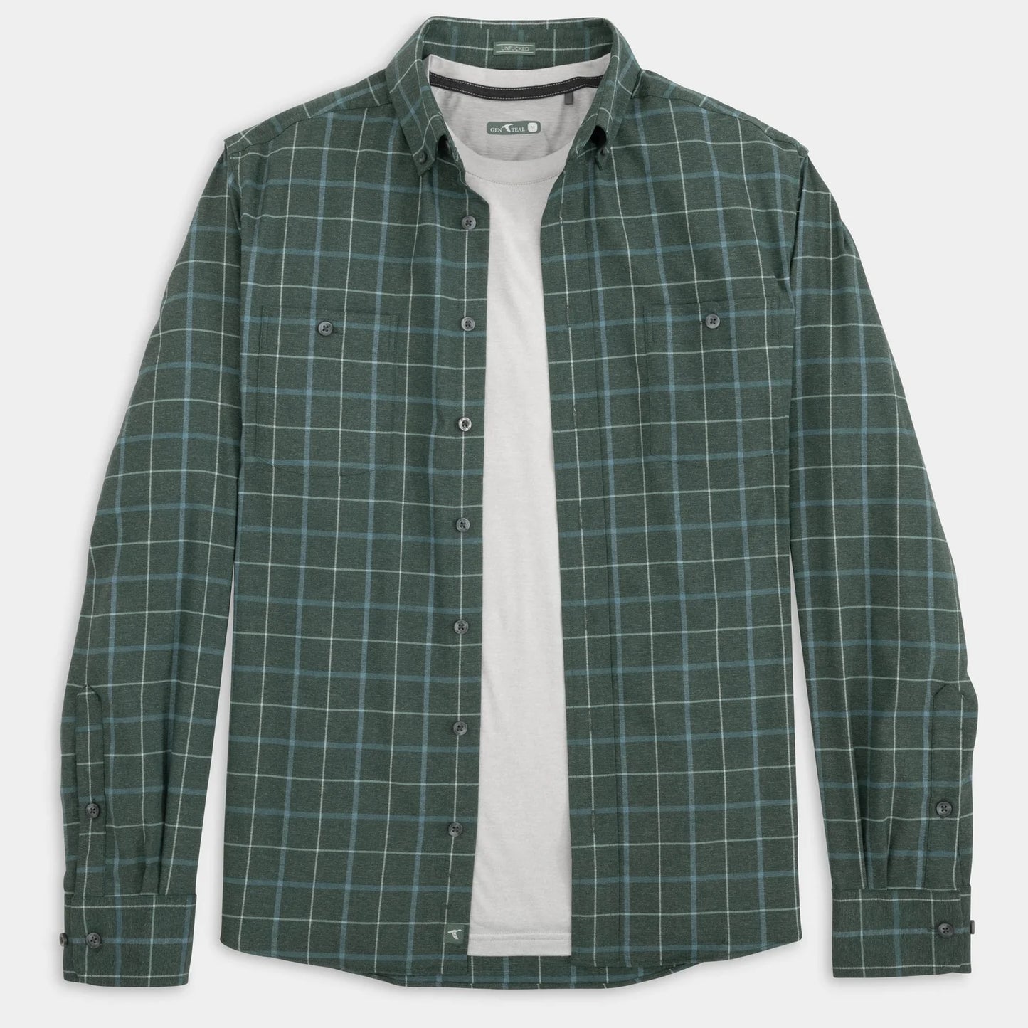 Genteal - Sawyer Untucked Performance Flannel - Lagoon