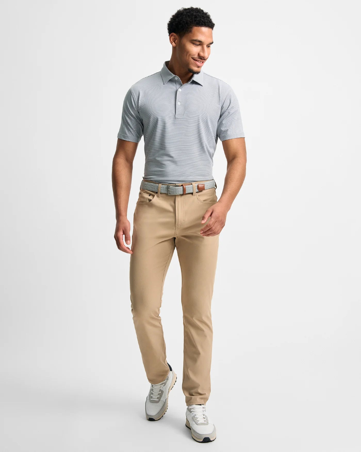 Genteal - Club Pinstripe Polo - Charcoal