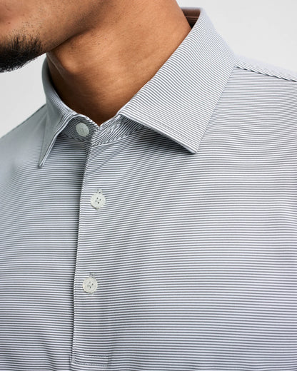 Genteal - Club Pinstripe Polo - Charcoal
