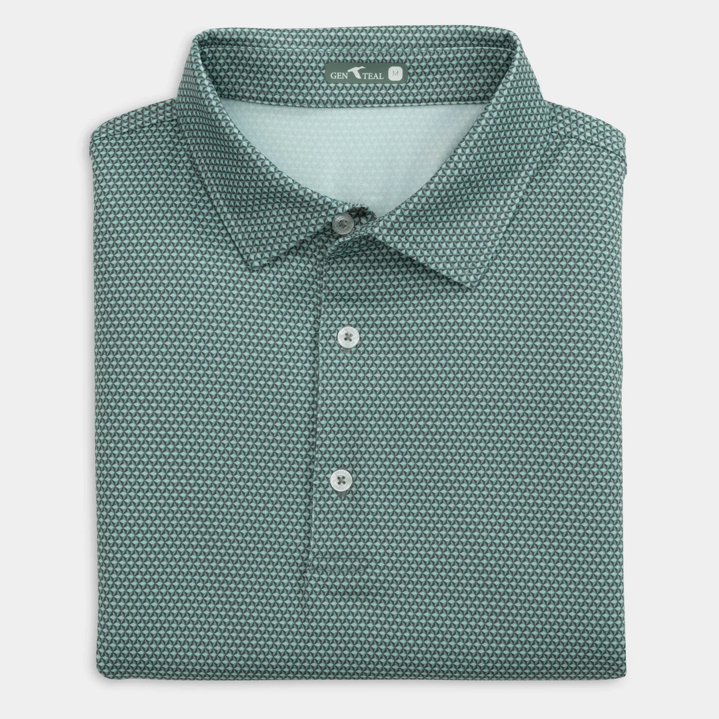 Genteal - Green 3D Cubes Printed Performance Polo - Green