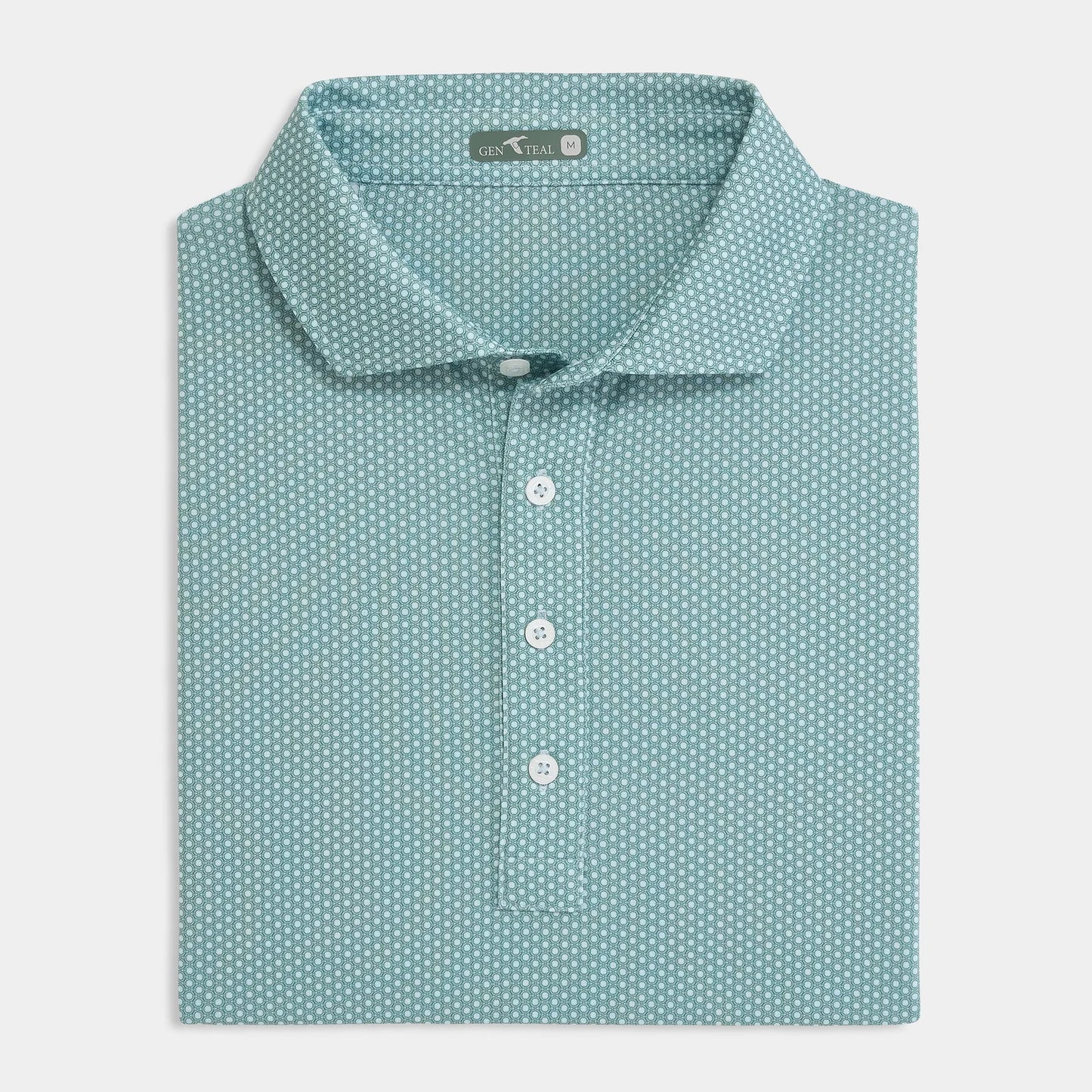 Genteal - Portview Printed Polo - Sea Mist