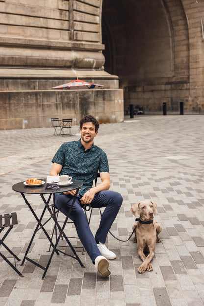 Mizzen+Main - Leeward Short Sleeve - Navy Foliage