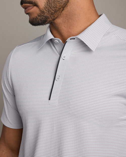 Rhone - Approach Tech Polo - Sleet Gray Seersucker