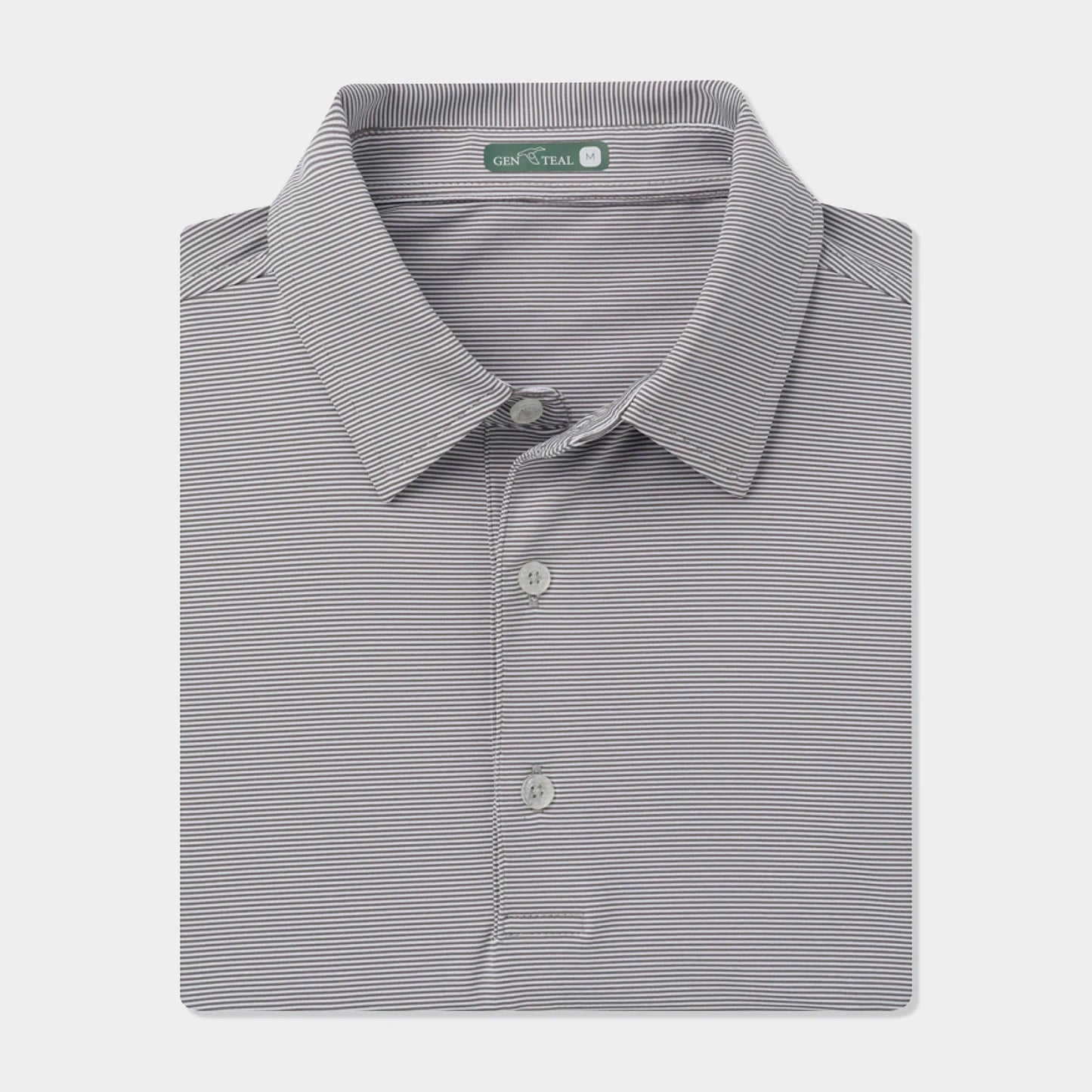 Genteal - Club Pinstripe Polo - Charcoal