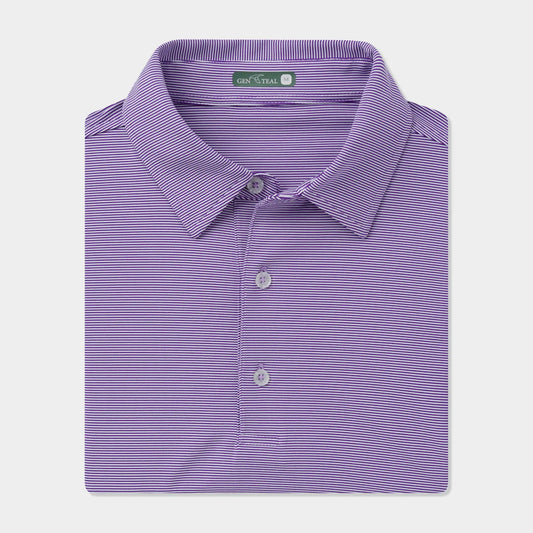 Genteal - Club Pinstripe Performance Polo - Plum