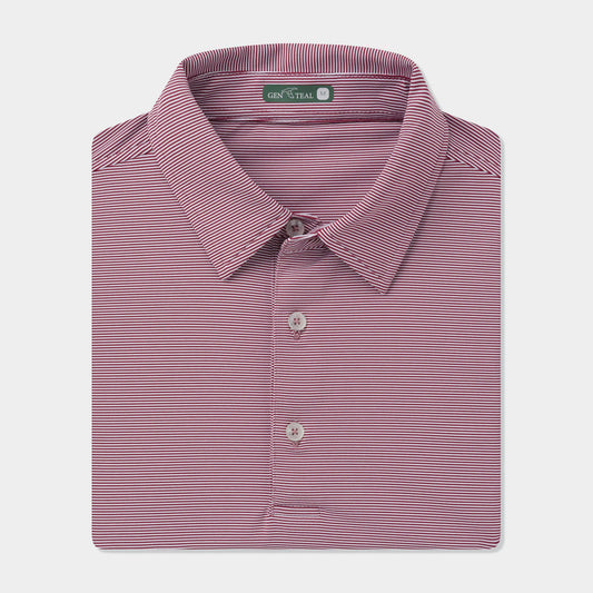 Genteal - Club Pinstripe Performance Polo - Maroon