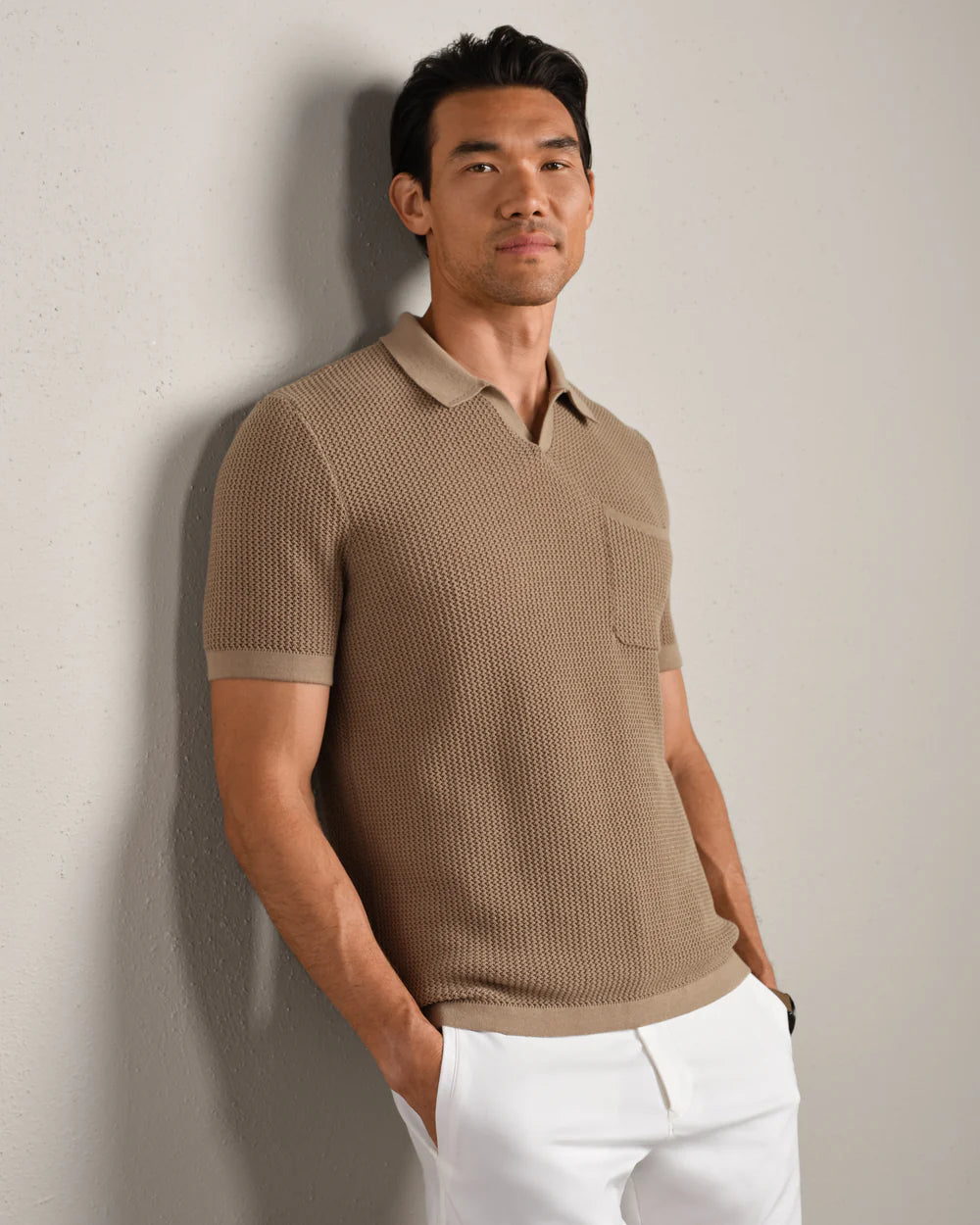Rhone - Coastal Johnny Collar Polo - Teak Brown