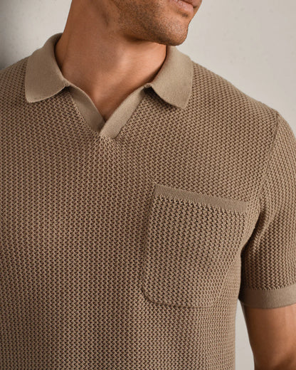 Rhone - Coastal Johnny Collar Polo - Teak Brown