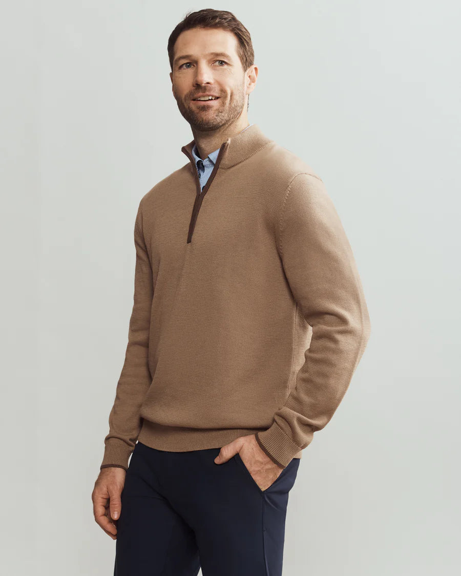 Rhone - Commuter 1/4 Zip Sweater - Savannah Tan Heather