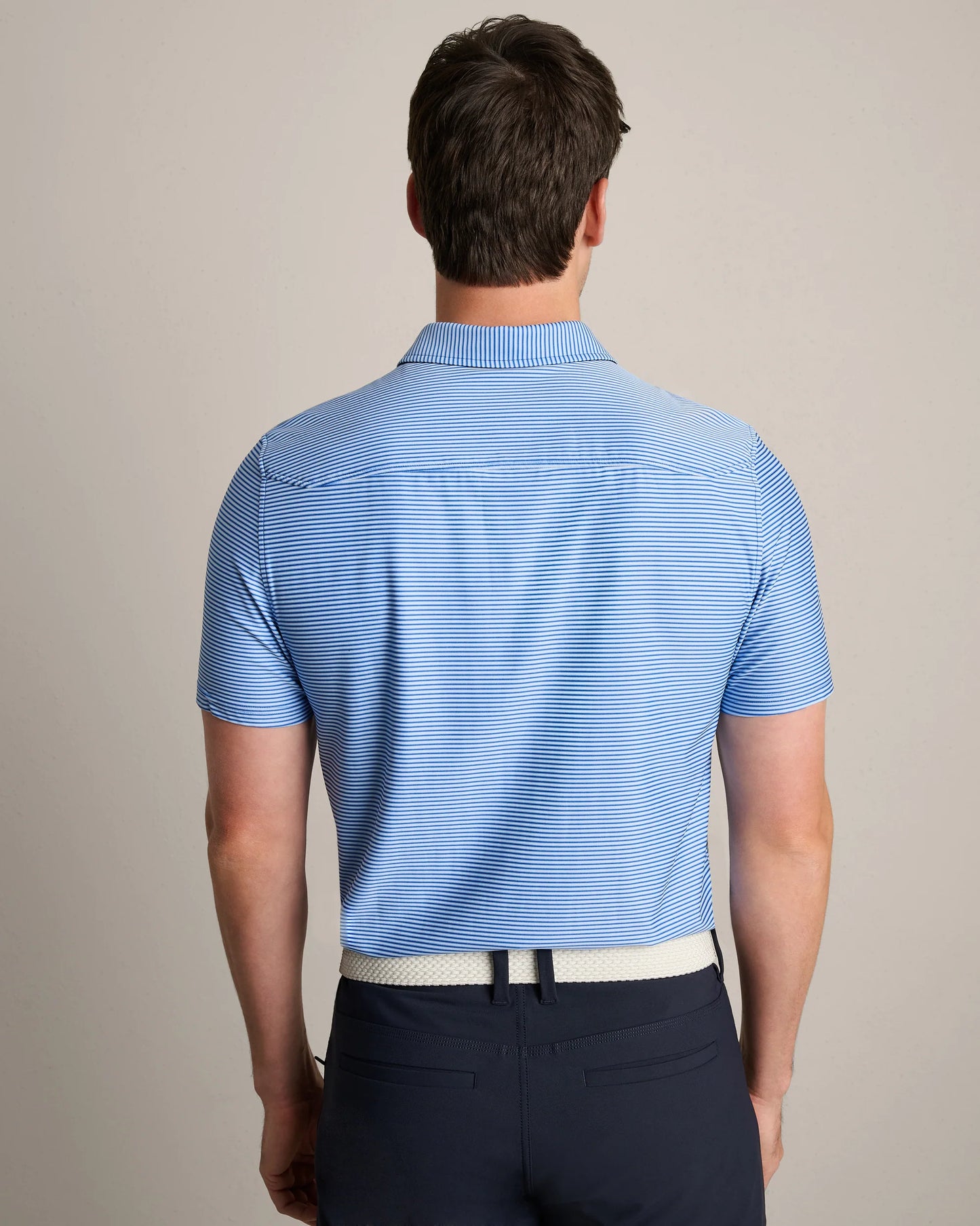 Rhone - Commuter Polo - Bright Sapphire Double Stipe