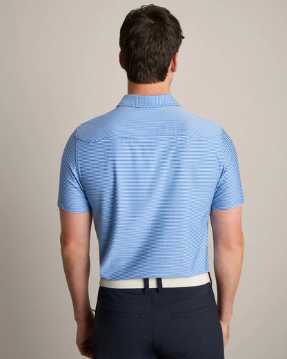 Rhone - Commuter Polo - Bright Sapphire Double Stipe