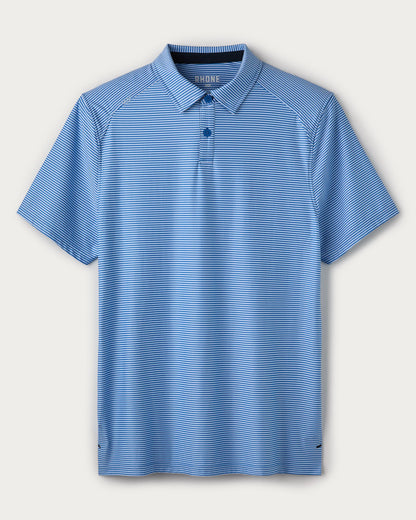 Rhone - Commuter Polo - Bright Sapphire Double Stipe