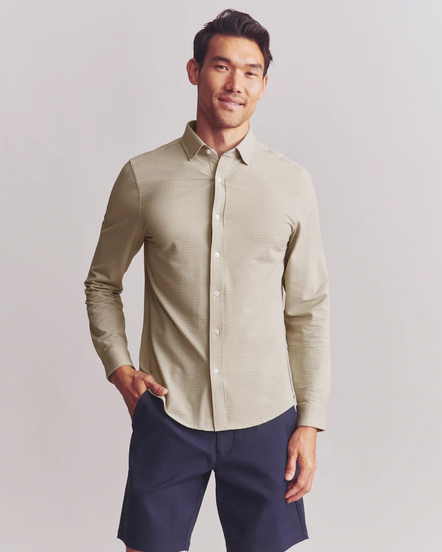 Rhone - Commuter Seersucker Button Down - Slim Fit - Stone