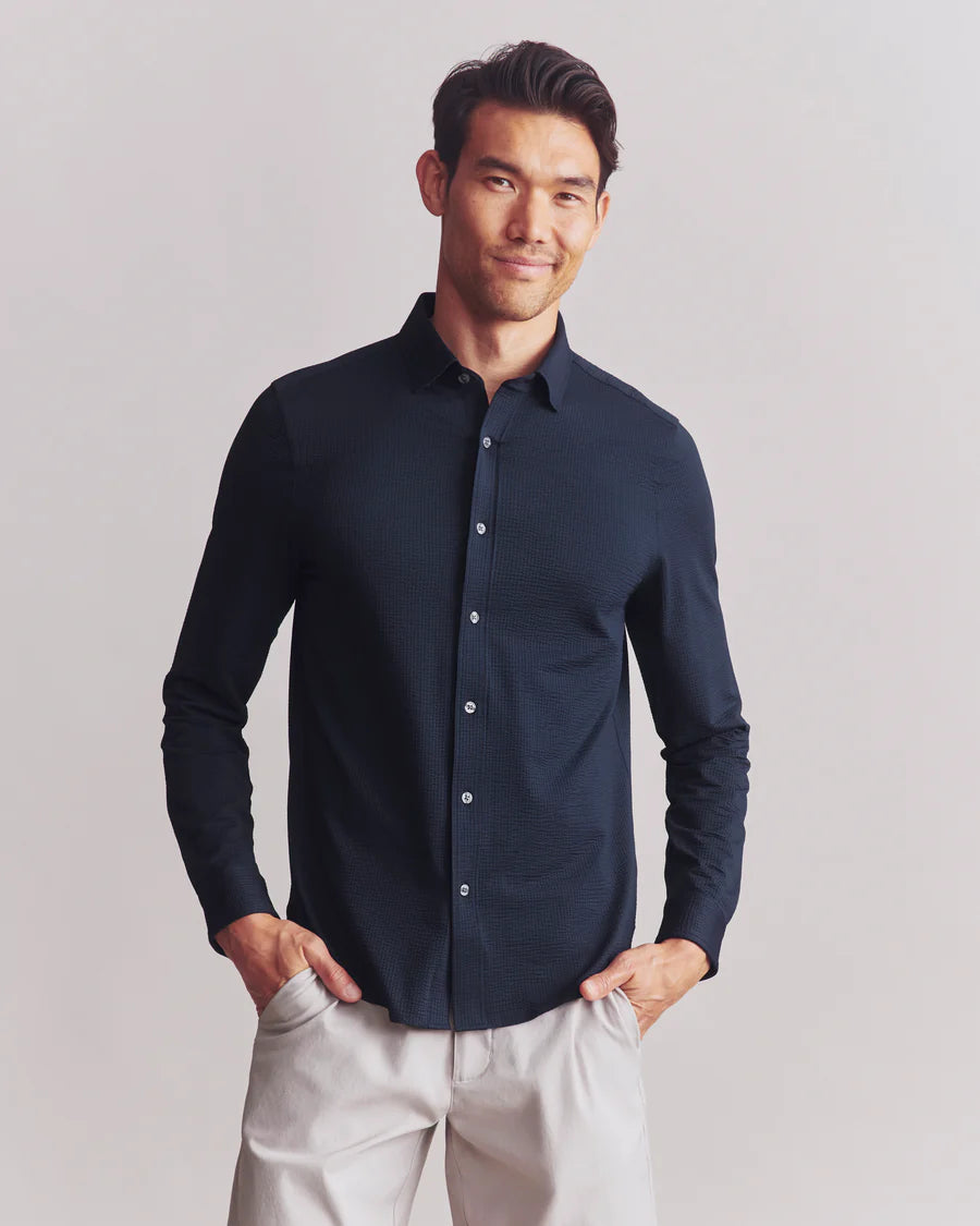 Rhone - Commuter Seersucker Button Down - Slim Fit - True Navy