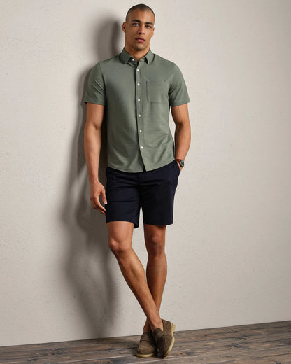 Rhone - Commuter Seersucker Short Sleeve Button Down - Olive Shadow