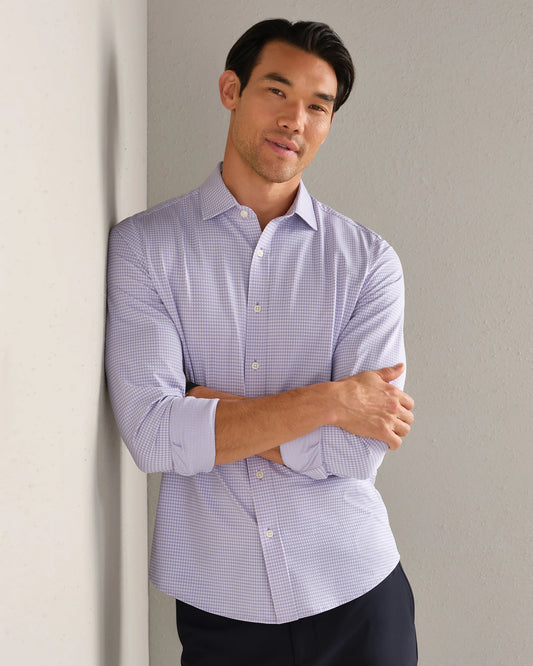 Rhone - Commuter Shirt Semi Spread Collar - Lilac Rain Gingham