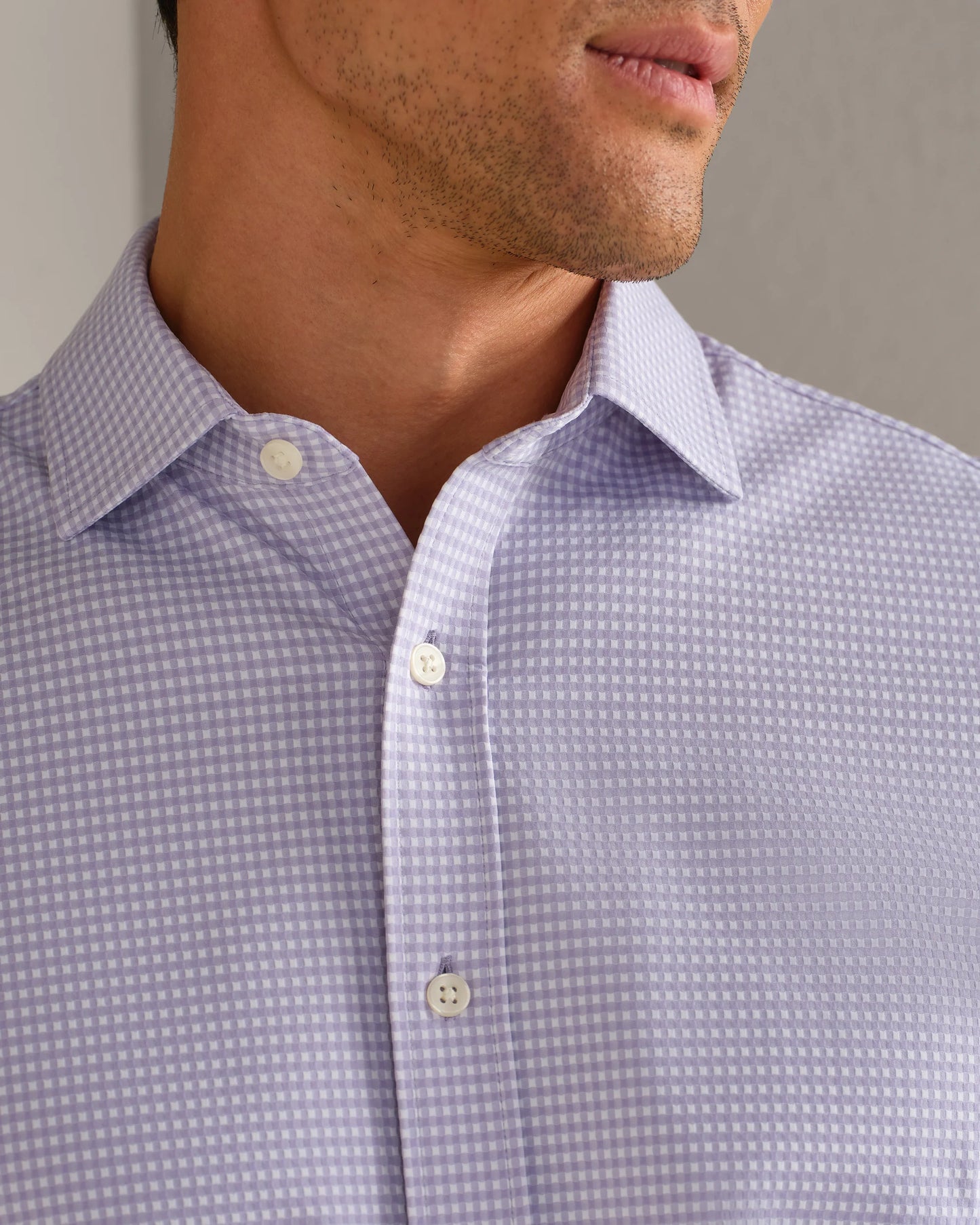 Rhone - Commuter Shirt Semi Spread Collar - Lilac Rain Gingham