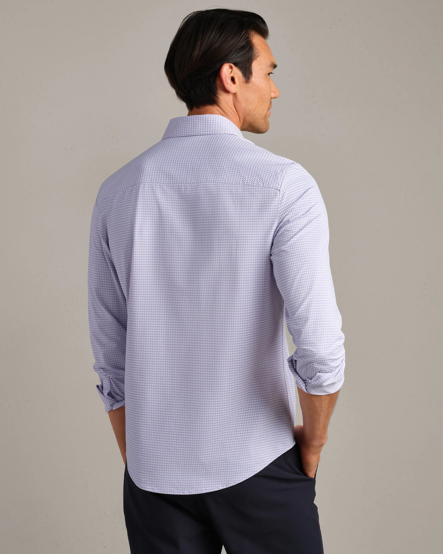 Rhone - Commuter Shirt Semi Spread Collar - Lilac Rain Gingham