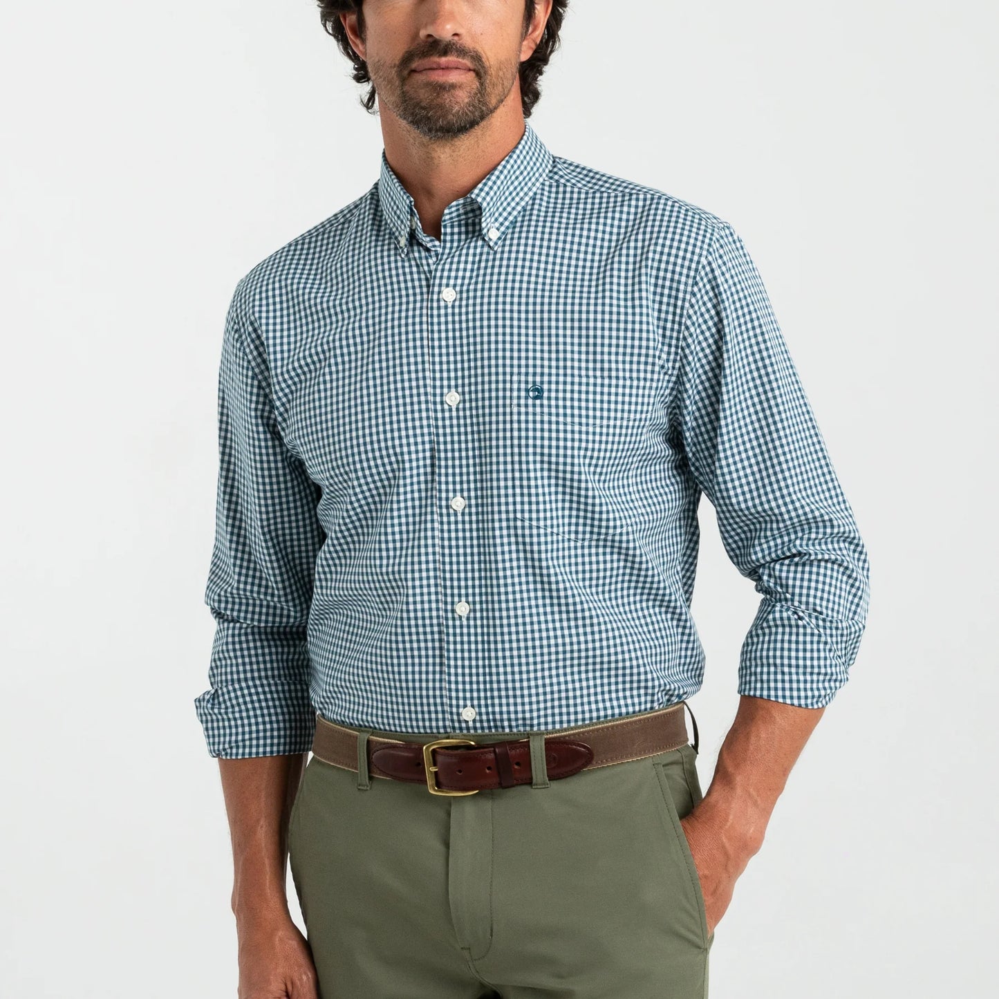 Duck Head - Long Sleeve Performance Poplin Sport Shirt - Walton Gingham - Legion Blue