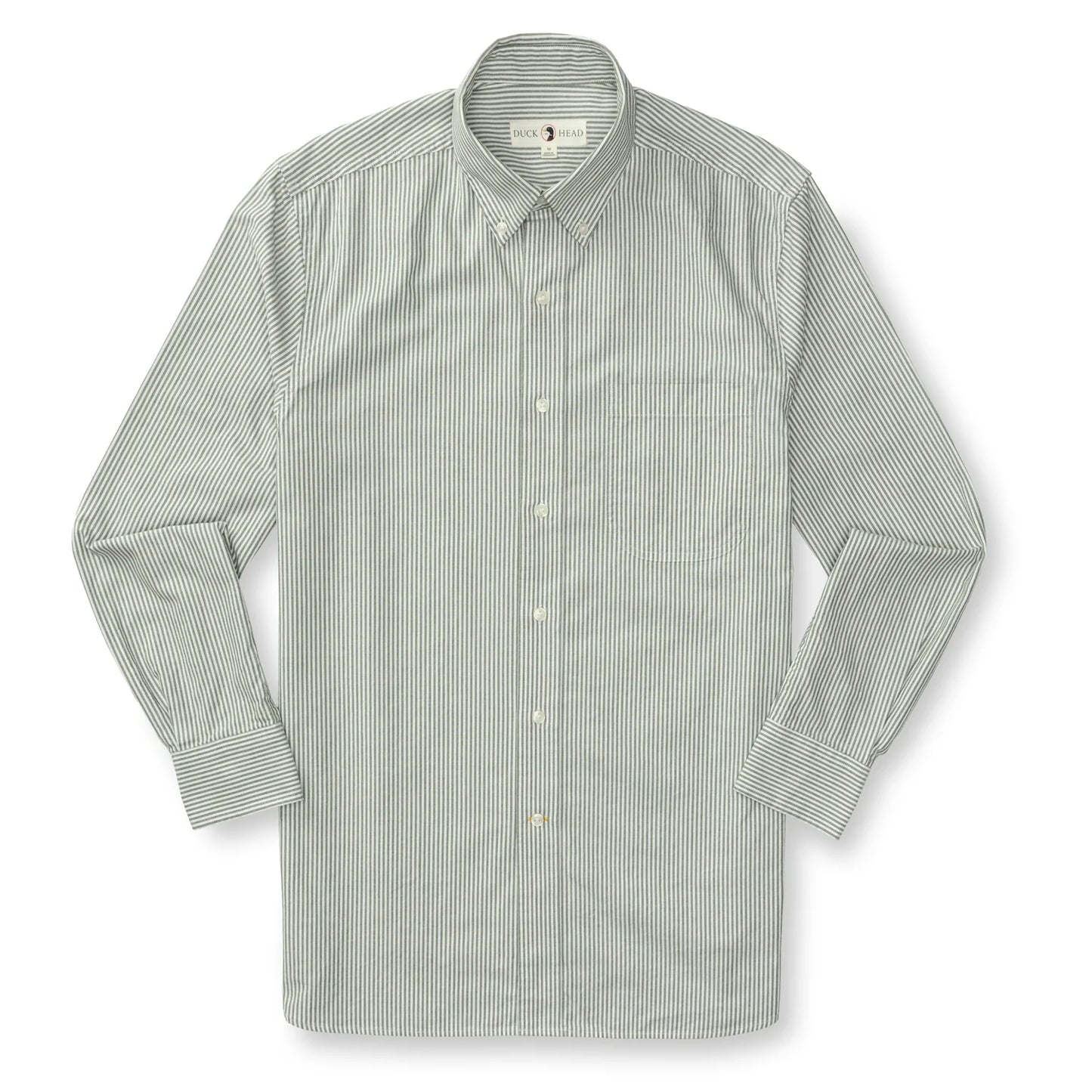 Duck Head - Long Sleeve Cotton Oxford Collins Stripe Shirt -Pine Green