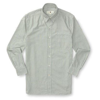 Duck Head - Long Sleeve Cotton Oxford Collins Stripe Shirt -Pine Green