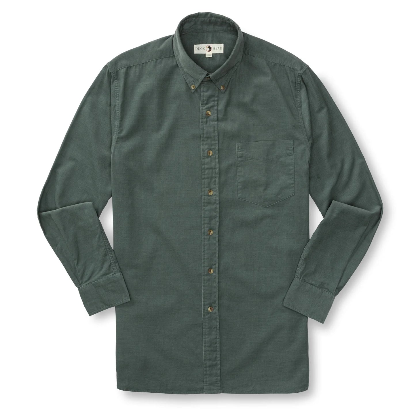 Duck Head - Long Sleeve Cotton Corduroy Whitman Solid Shirt - Balsam Green