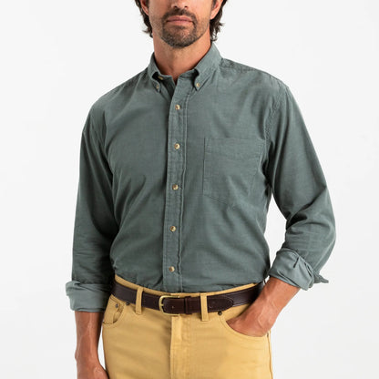 Duck Head - Long Sleeve Cotton Corduroy Whitman Solid Shirt - Balsam Green