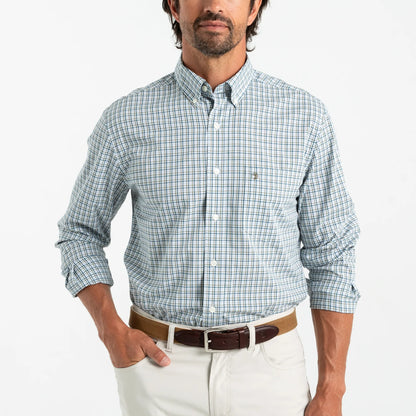 Duck Head - Long Sleeve Performance Poplin Sport Shirt - Benton Plaid - Legion Blue