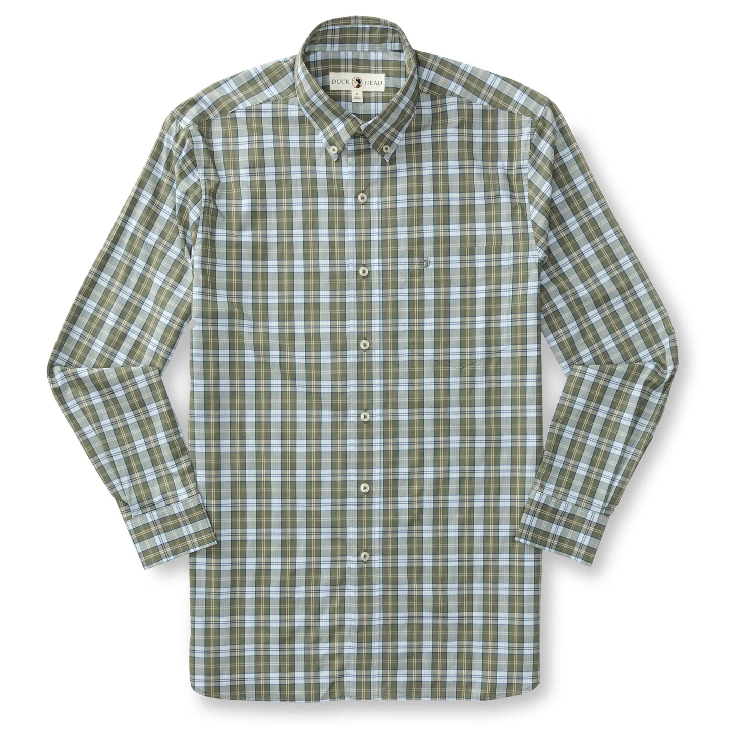 Duck Head - Long Sleeve Performance Poplin Shirt - Wester Plaid - Deep Lichen Olive