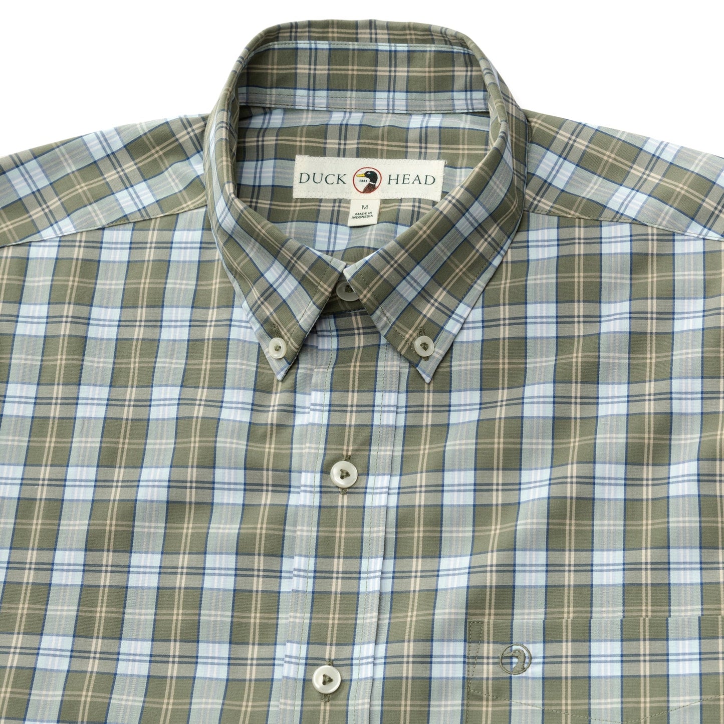 Duck Head - Long Sleeve Performance Poplin Shirt - Wester Plaid - Deep Lichen Olive