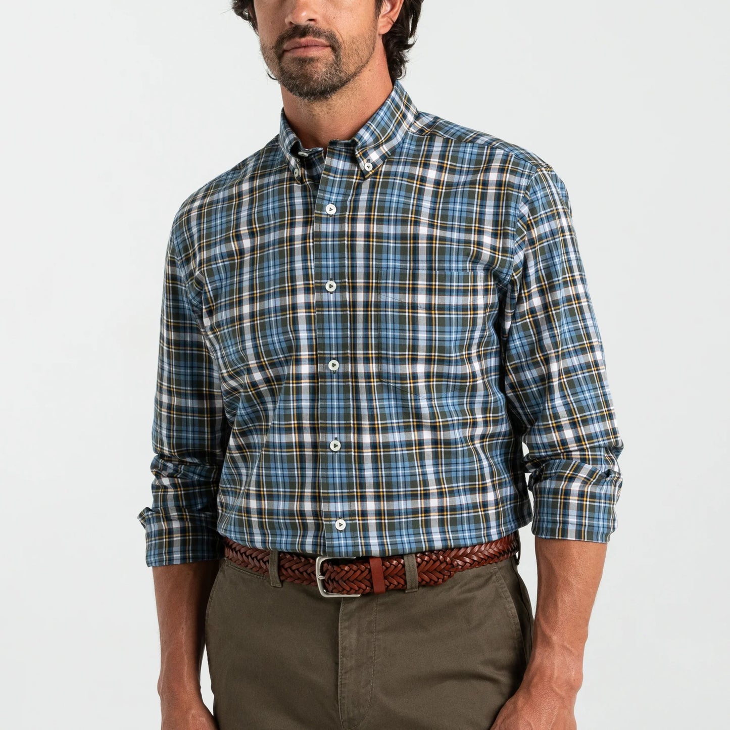 Duck Head - Long Sleeve Cotton Twill Shirt - Hamlett Plaid - Dark Forest Green