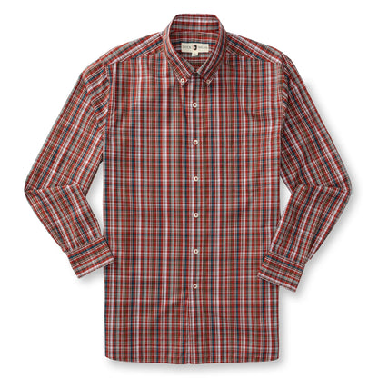 Duck Head - Long Sleeve Cotton Poplin Shirt - Watkins Plaid - Red Ochre