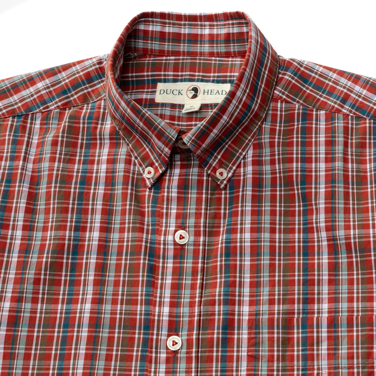 Duck Head - Long Sleeve Cotton Poplin Shirt - Watkins Plaid - Red Ochre