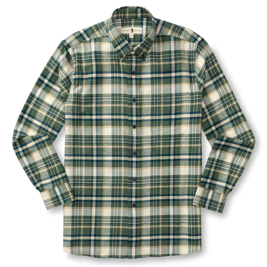 Duck Head - Long Sleeve Cotton Flannel Shirt - Stoker Plaid - Pine Green Heather