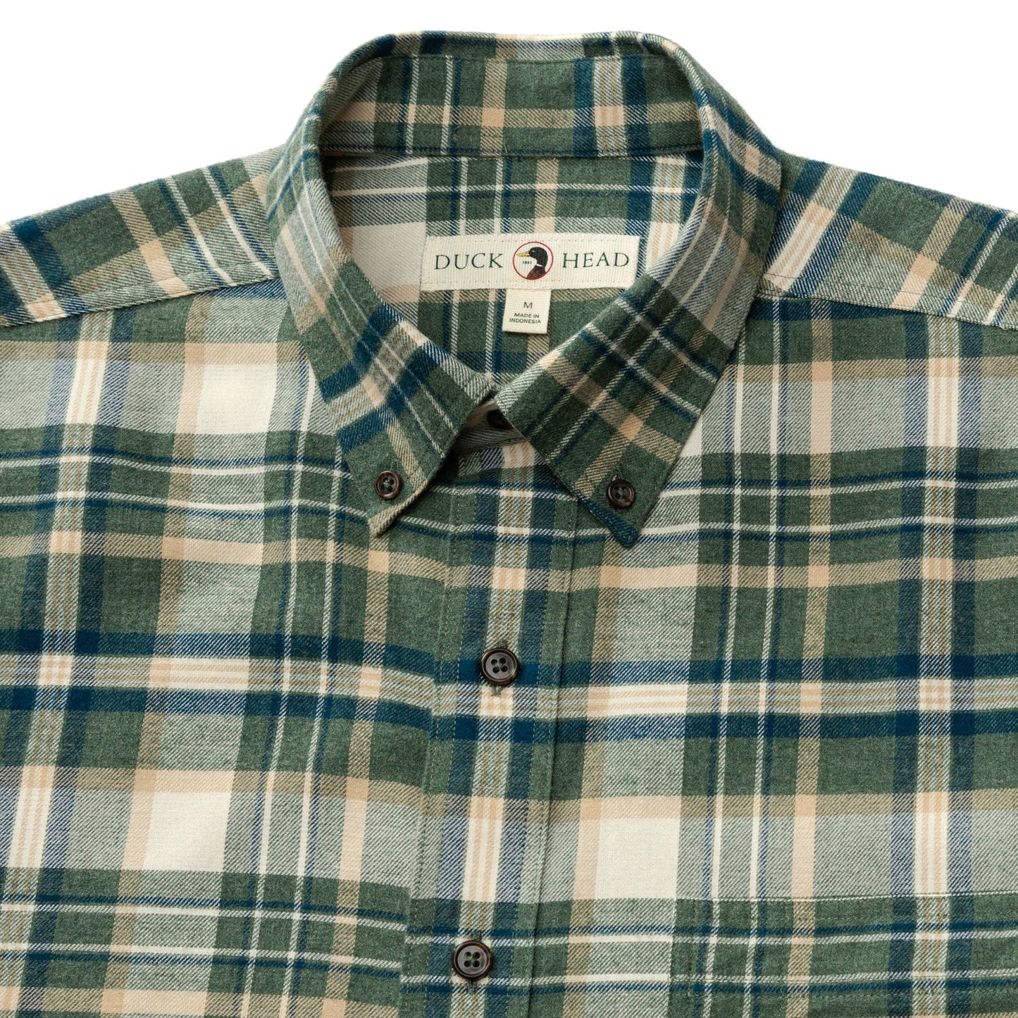 Duck Head - Long Sleeve Cotton Flannel Shirt - Stoker Plaid - Pine Green Heather