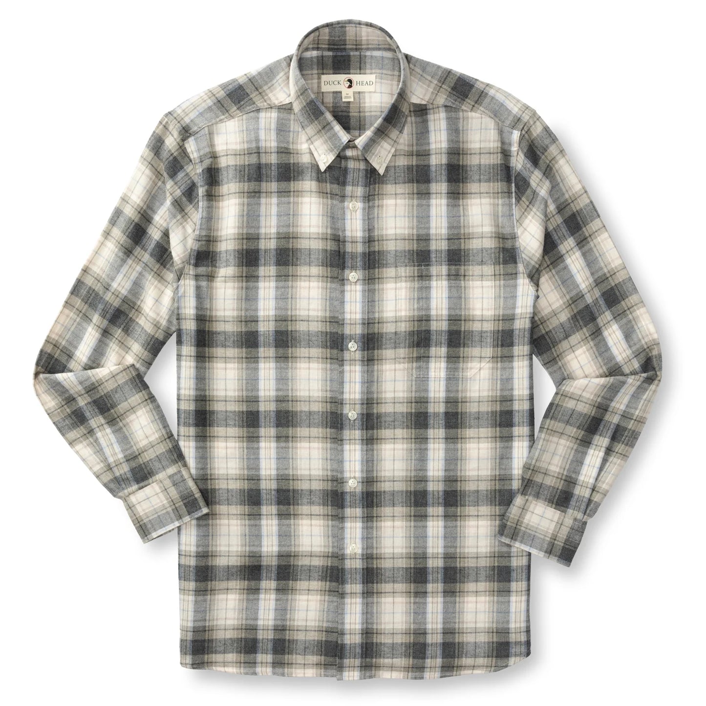 Duck Head - Long Sleeve Cotton Flannel Shirt - Rolland Plaid - Stone Heather