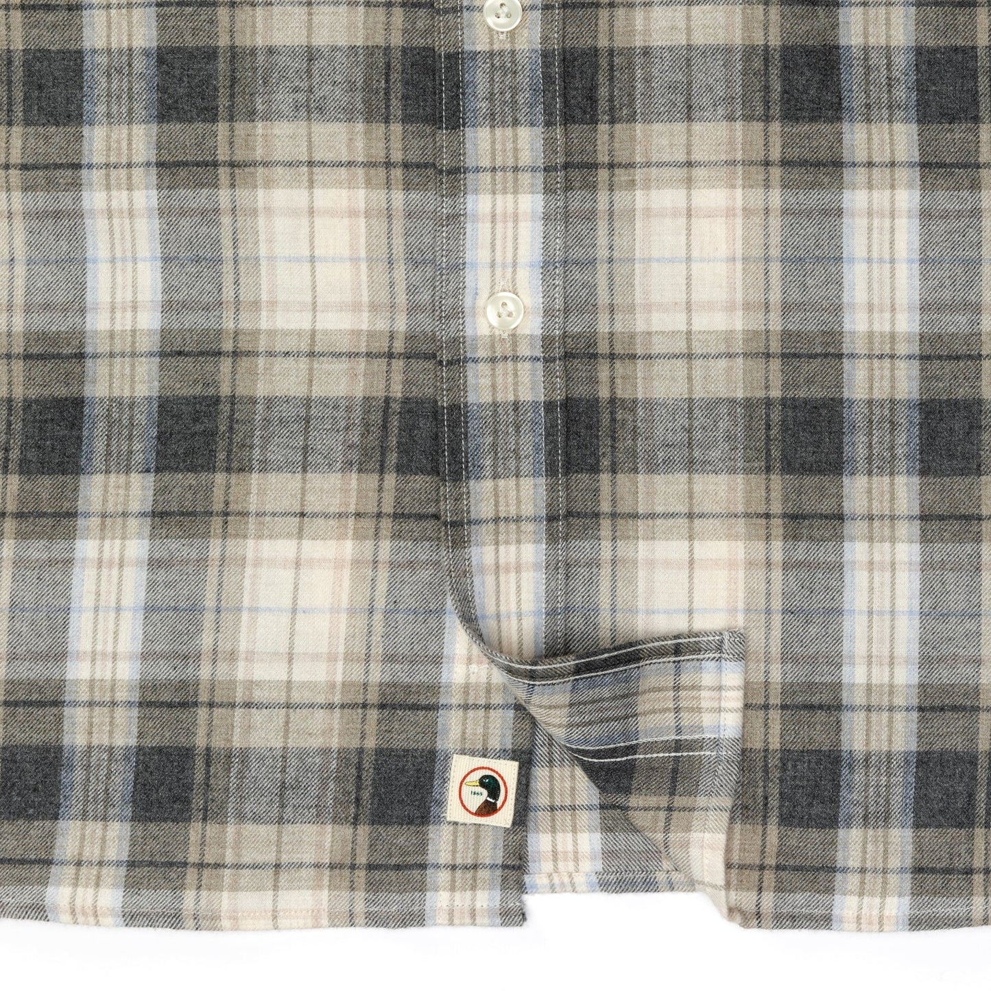 Duck Head - Long Sleeve Cotton Flannel Shirt - Rolland Plaid - Stone Heather