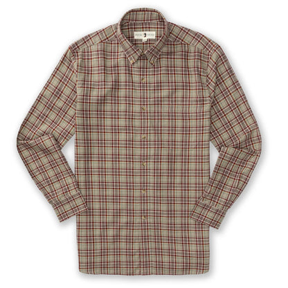 Duck Head - Long Sleeve Cotton/Wool Twill Shirt - Westfall Plaid - Tawny Port