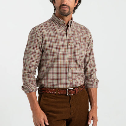 Duck Head - Long Sleeve Cotton/Wool Twill Shirt - Westfall Plaid - Tawny Port