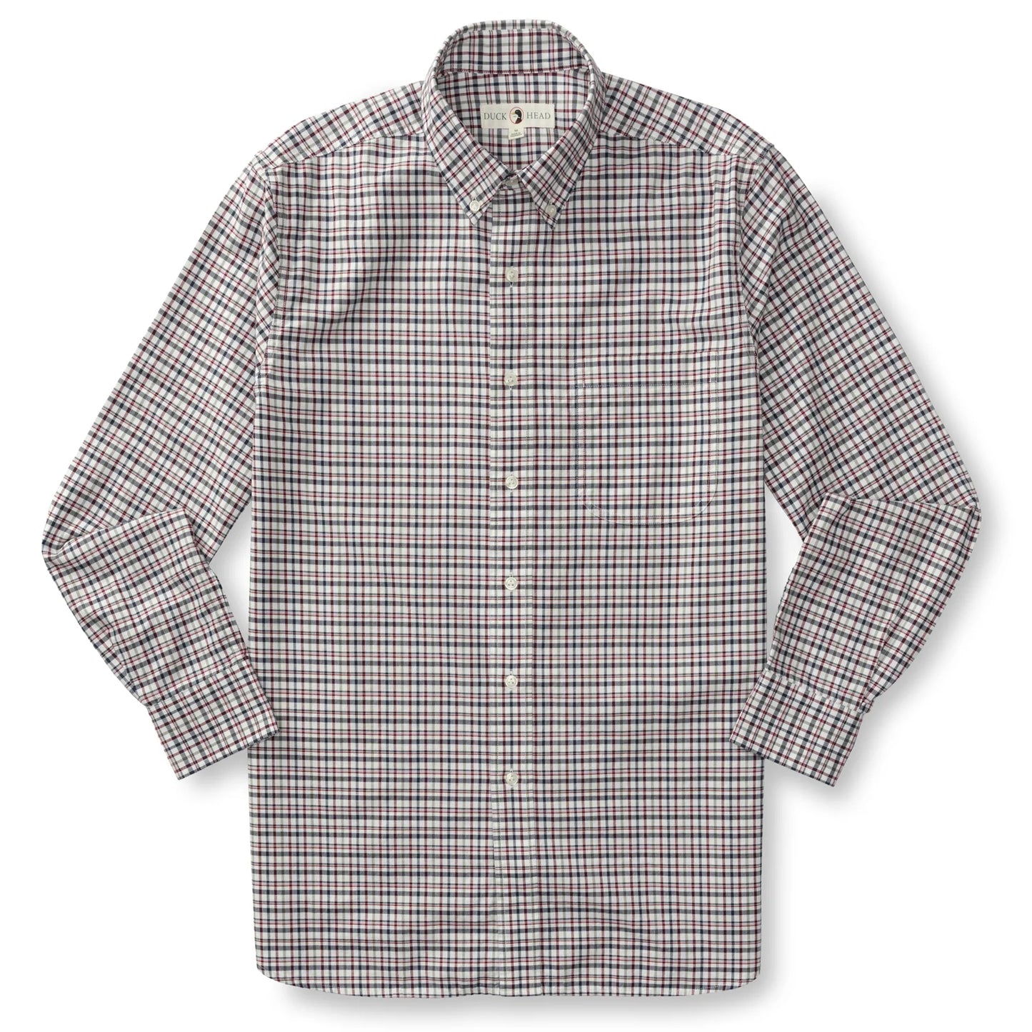 Duck Head - Long Sleeve Cotton Oxford Shirt - Dafton Plaid - Navy