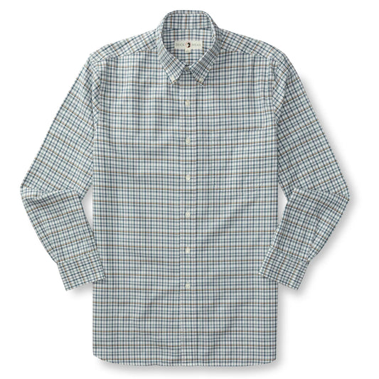 Duck Head - Long Sleeve Cotton Oxford Shirt - Dafton Plaid - Stone Blue