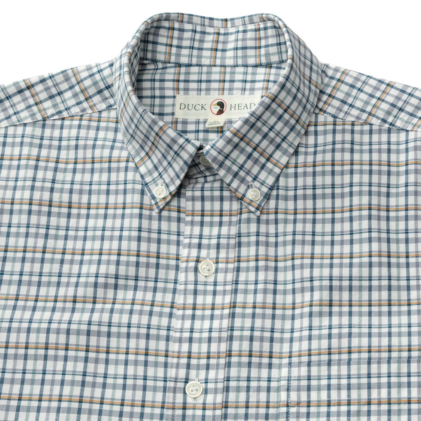 Duck Head - Long Sleeve Cotton Oxford Shirt - Dafton Plaid - Stone Blue